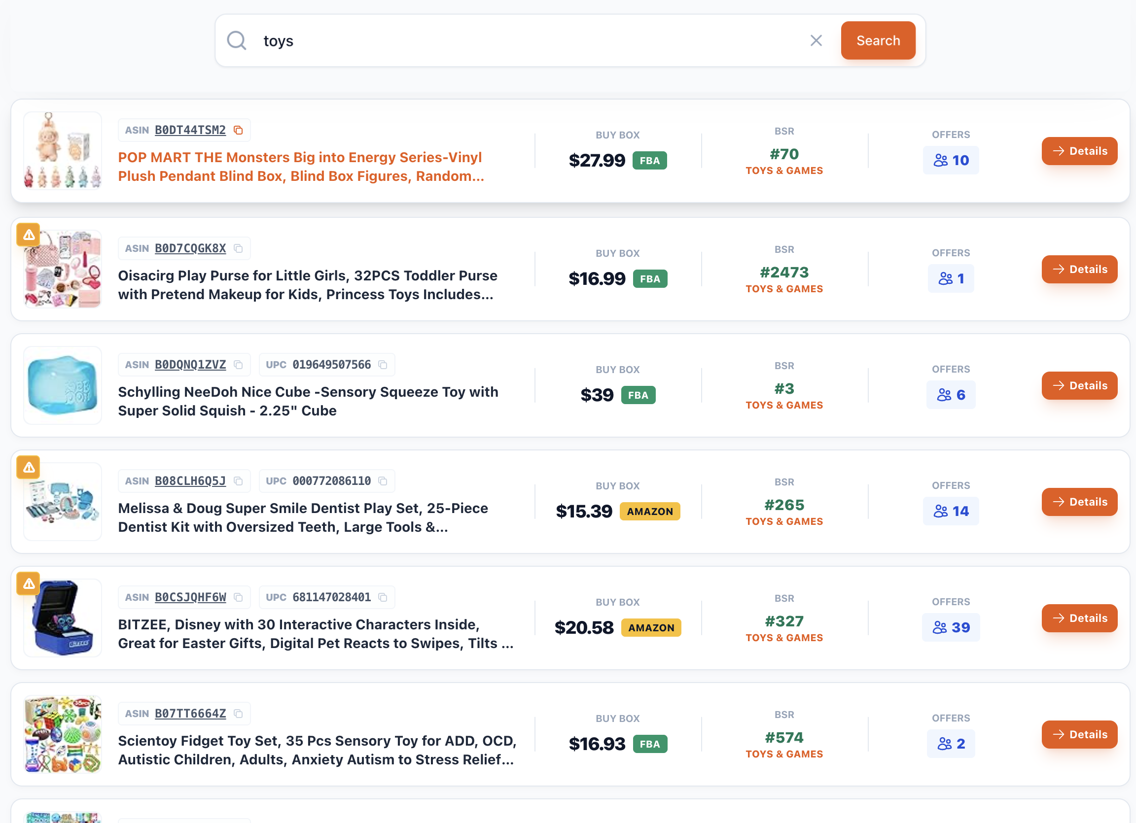 Keyword and ASIN Search
