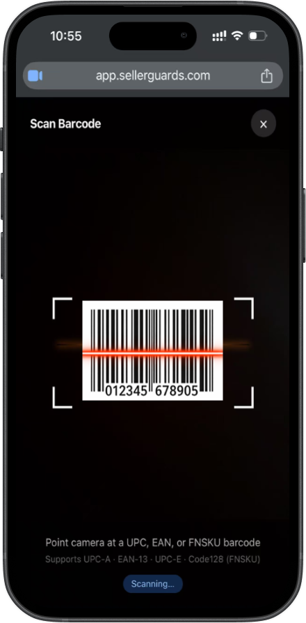 SellerGuards barcode scanner