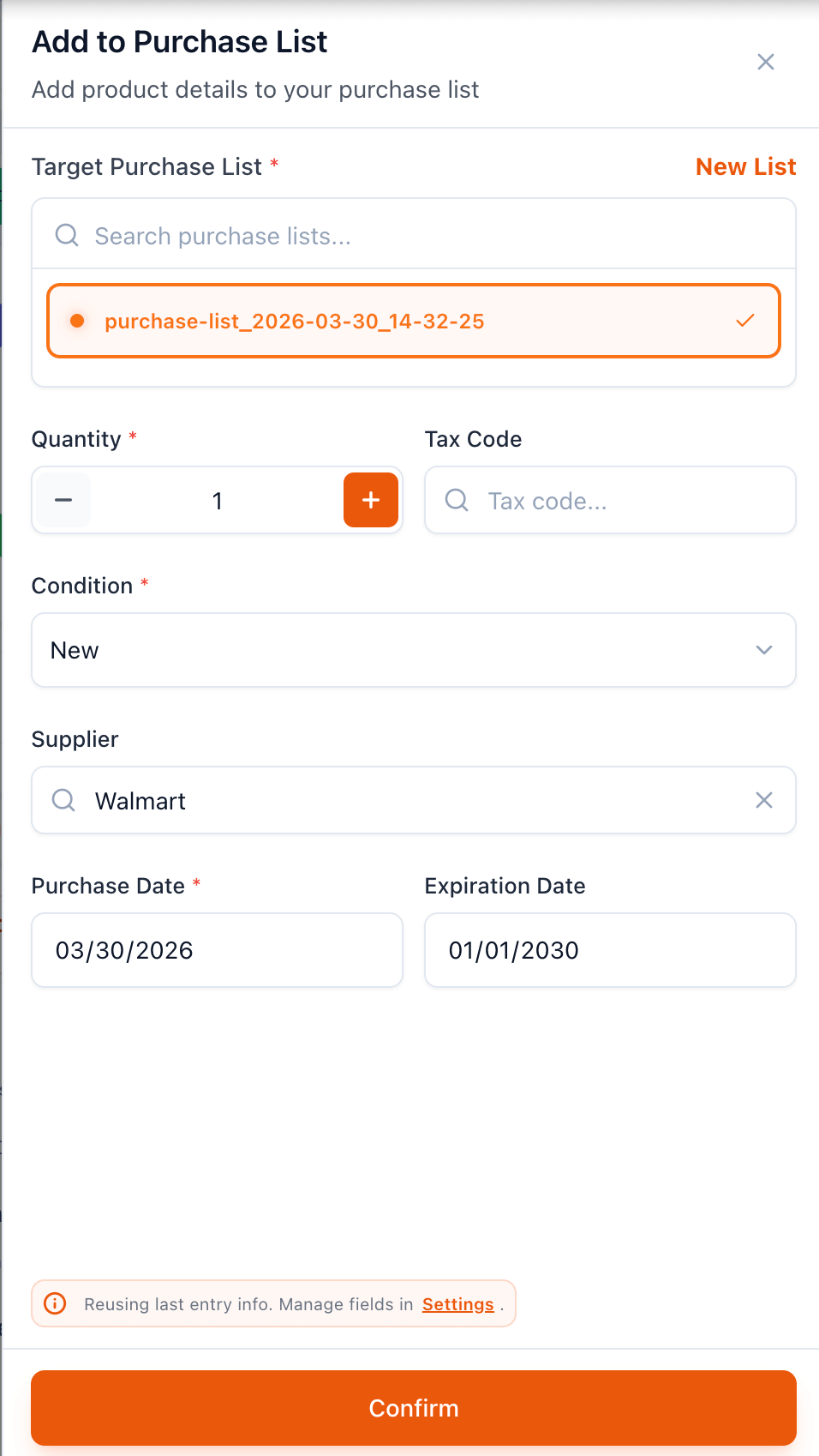 Purchase Lists & Search History